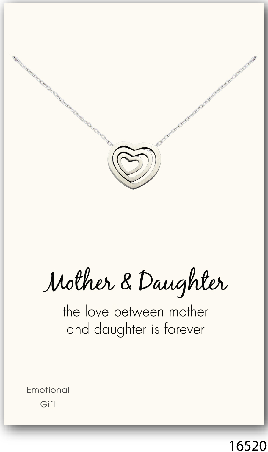 Mother daughters 3 hearts silver pendent